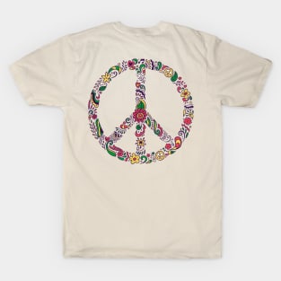 Floral Peace Sign - On the Back of T-Shirt